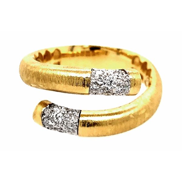 18K Yellow Gold 0.19cttw Diamond Satin Finish Open Bypass Contemporary Ring Size 6.5 Raleigh Diamond Fine Jewelry Raleigh, NC