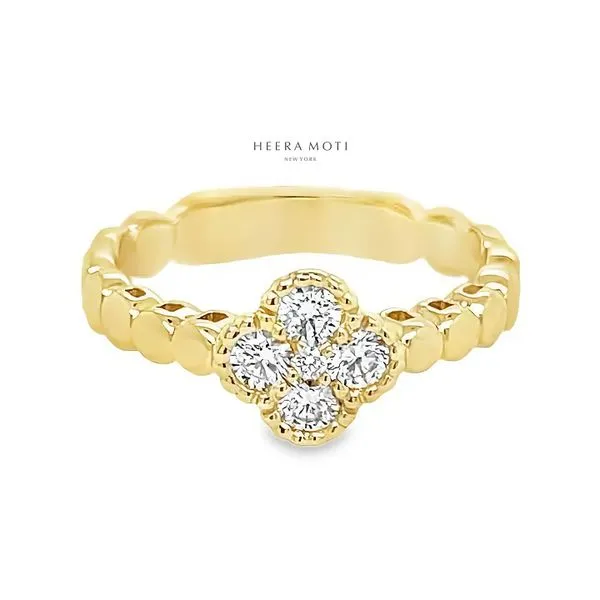 Heera Moti 14K Yellow Gold 0.75ctw Diamond Halo Clover Fashion Ring Size 6.5 Raleigh Diamond Fine Jewelry Raleigh, NC