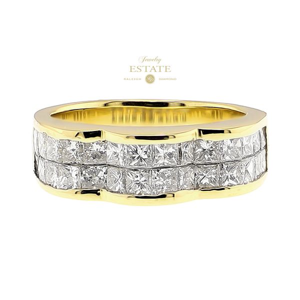 Estate 14K Yellow Gold 1.10ctw H-I/SI2  Channel Set Princess Diamond Fashion Ring Sz 7 Raleigh Diamond Fine Jewelry Raleigh, NC