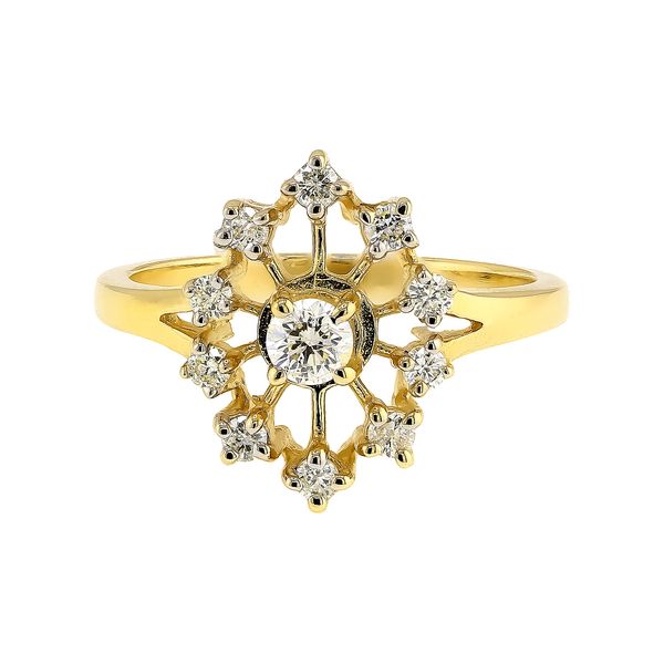 14K Yellow Gold 0.30ctw Diamond Geometric Floral Fashion Ring Raleigh Diamond Fine Jewelry Raleigh, NC