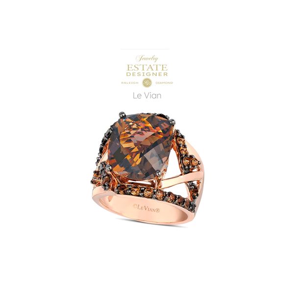 Estate Designer Le Vian 14K Rose Gold Chocolate Quartz CMB Ctr Nude & Choc Diamond Fashion Ring Sz 7 Raleigh Diamond Fine Jewelry Raleigh, NC