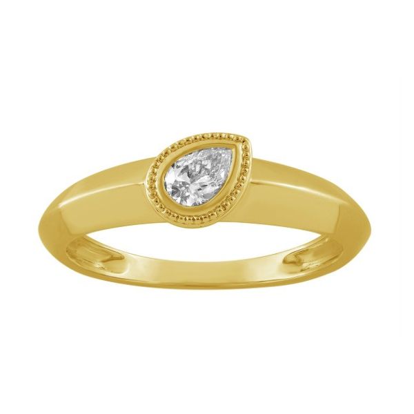 14K Yellow Gold 0.19ctw G/SI1 Diamond Pear Bezel Set Ring Sz 6.5 Raleigh Diamond Fine Jewelry Raleigh, NC