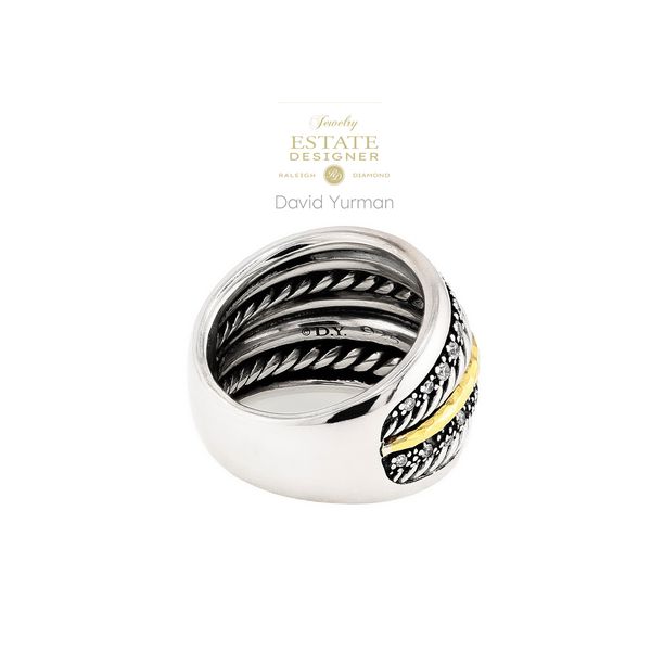 Estate Designer David Yurman Sterling Silver 18K Yellow Gold Midnight Melange 0.46ctw Diamond Fashion Ring Sz 6 Image 2 Raleigh Diamond Fine Jewelry Raleigh, NC
