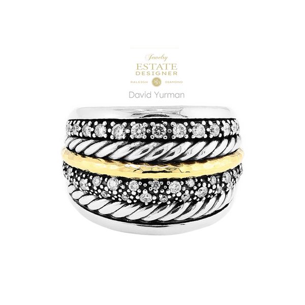 Estate Designer David Yurman Sterling Silver 18K Yellow Gold Midnight Melange 0.46ctw Diamond Fashion Ring Sz 6 Raleigh Diamond Fine Jewelry Raleigh, NC
