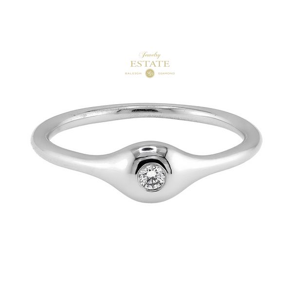 Estate 18K White Gold Diamond Minimalist Gipsy Set Ring Sz 7.5 Raleigh Diamond Fine Jewelry Raleigh, NC
