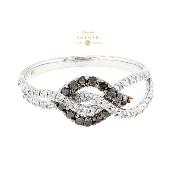 Estate 14K White Gold Chocolate Vanilla Diamond Love Knot Ring Sz 7.25 Raleigh Diamond Fine Jewelry Raleigh, NC