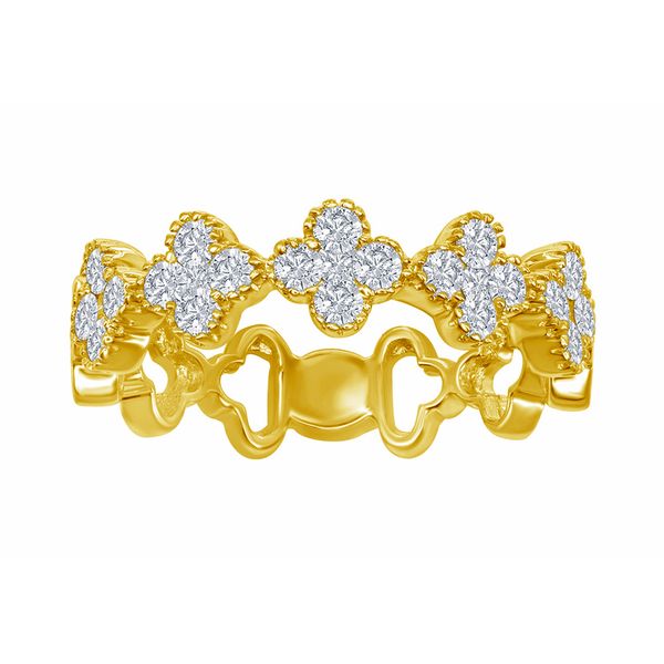 18K Yellow Gold Diamondb0.64ct Clover Fashion Ring Sz 6.5 Raleigh Diamond Fine Jewelry Raleigh, NC