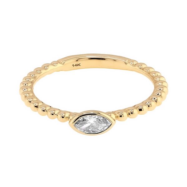 14K Yellow Gold Stacking Marquise Bezel Set Diamond:0.20ct Fashion Ring Sz 6.5 Raleigh Diamond Fine Jewelry Raleigh, NC