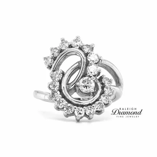 Estate 14K White Gold Diamond Swirl Fashion Ring 1.00cttw Image 3 Raleigh Diamond Fine Jewelry Raleigh, NC