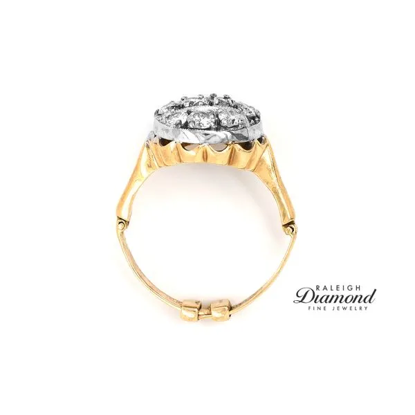 Estate 14K Yellow Gold Diamond Cluster Fashion Ring with Adjustable Shank 0.75cttw Image 3 Raleigh Diamond Fine Jewelry Raleigh, NC