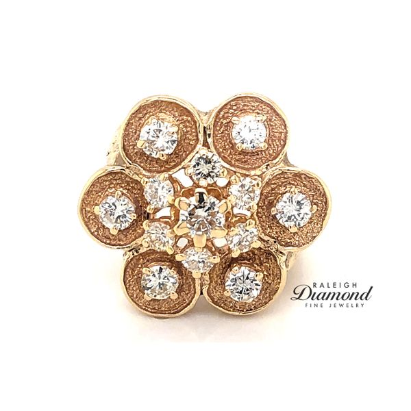 Estate 14K Yellow Gold 1.25cttw Diamond Flower Fashion Ring Image 3 Raleigh Diamond Fine Jewelry Raleigh, NC