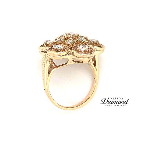 Estate 14K Yellow Gold 1.25cttw Diamond Flower Fashion Ring Image 4 Raleigh Diamond Fine Jewelry Raleigh, NC