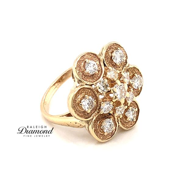 Estate 14K Yellow Gold 1.25cttw Diamond Flower Fashion Ring Raleigh Diamond Fine Jewelry Raleigh, NC