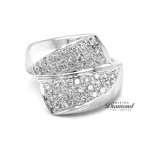 Estate 14K White Gold Pave Diamond Bypass Ring 0.60cttw Image 2 Raleigh Diamond Fine Jewelry Raleigh, NC