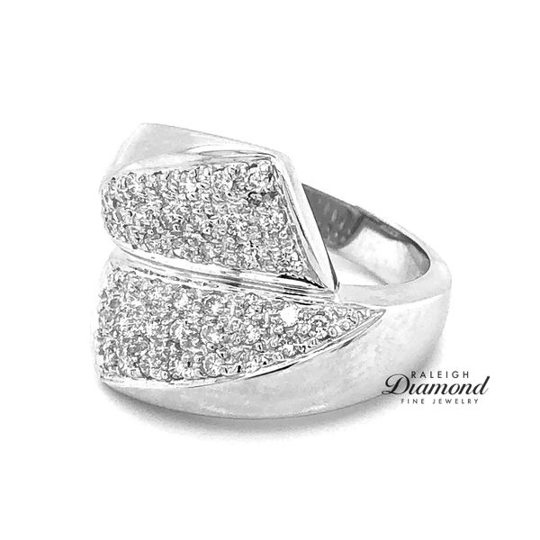 Estate 14K White Gold Pave Diamond Bypass Ring 0.60cttw Raleigh Diamond Fine Jewelry Raleigh, NC