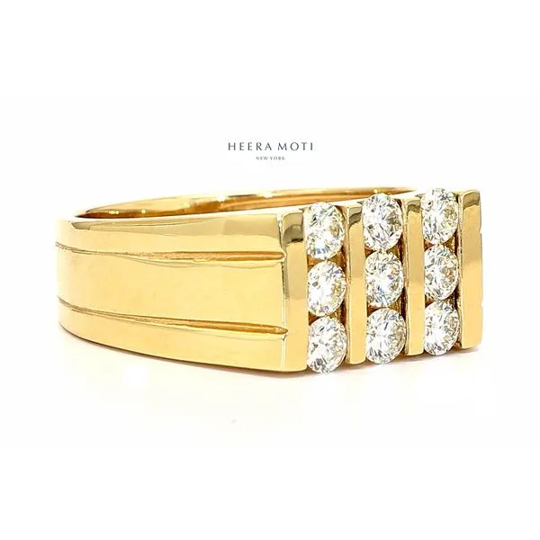 Heera Moti 14K Yellow Gold 1.22ctw 3-Row Large Diamond Fashion Ring Size 10.5 Image 2 Raleigh Diamond Fine Jewelry Raleigh, NC