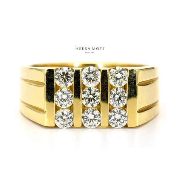 Heera Moti 14K Yellow Gold 1.22ctw 3-Row Large Diamond Fashion Ring Size 10.5 Raleigh Diamond Fine Jewelry Raleigh, NC