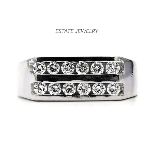 Estate 14K White Gold 0.35ctw Double Row Diamond Channel Set Size 8 Raleigh Diamond Fine Jewelry Raleigh, NC