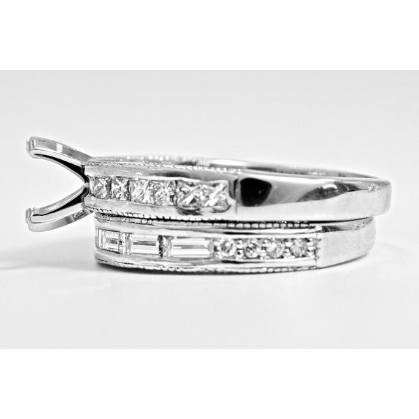 Diamond Channel Set Semi-Mount with Matching Band in 14k White Gold Image 2 Raleigh Diamond Fine Jewelry Raleigh, NC