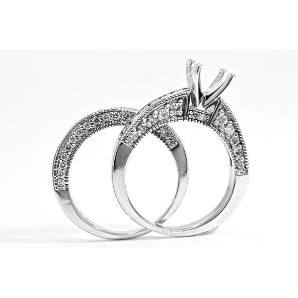 Diamond Channel Set Semi-Mount with Matching Band in 14k White Gold Image 3 Raleigh Diamond Fine Jewelry Raleigh, NC