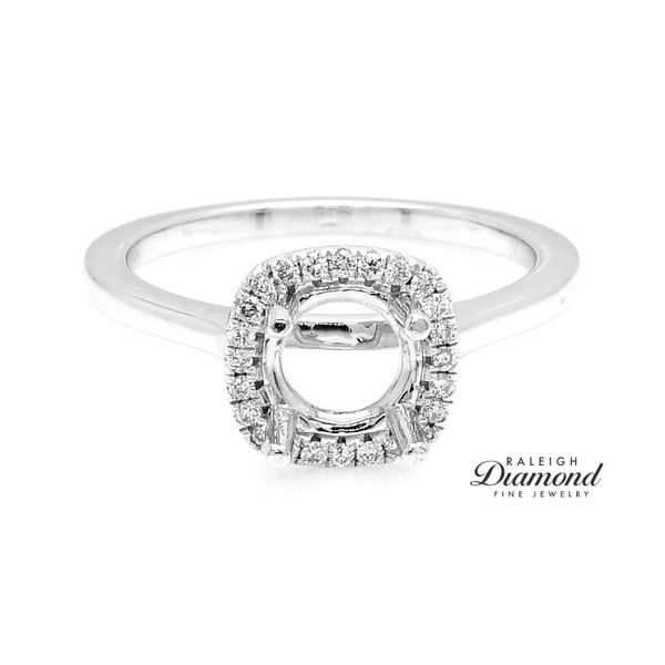 Diamond Halo Semi-mount Engagement Ring 14k White Gold 0.40cttw Raleigh Diamond Fine Jewelry Raleigh, NC