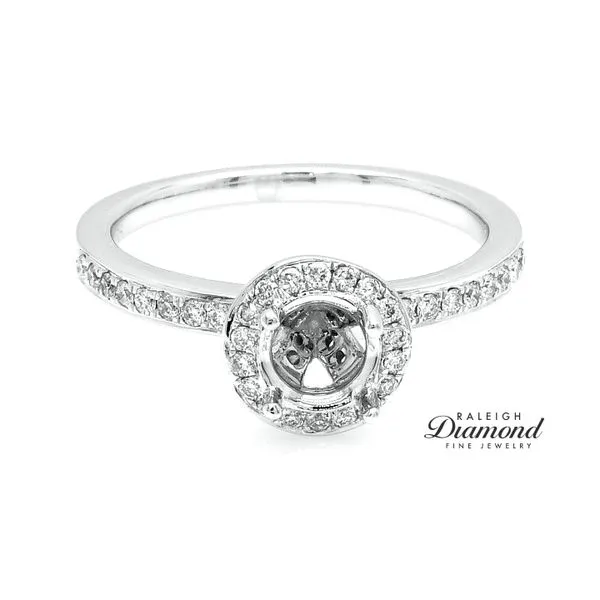 Diamond Halo Semi-mount Engagement Ring 14k White Gold 0.35cttw Raleigh Diamond Fine Jewelry Raleigh, NC