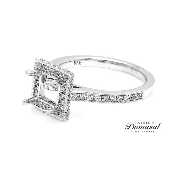 Square Halo Semi-mount Engagement Ring 14k White Gold 0.39cttw Image 2 Raleigh Diamond Fine Jewelry Raleigh, NC