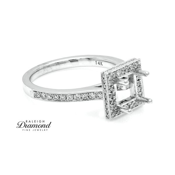 Square Halo Semi-mount Engagement Ring 14k White Gold 0.39cttw Image 3 Raleigh Diamond Fine Jewelry Raleigh, NC