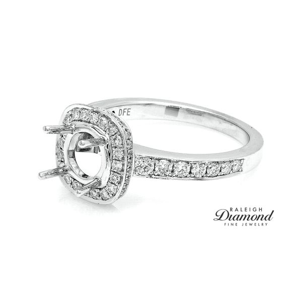 Diamond Halo Semi-mount Engagement Ring 14k White Gold 0.52cttw Image 2 Raleigh Diamond Fine Jewelry Raleigh, NC