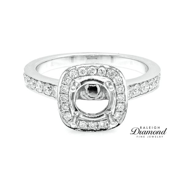 Diamond Halo Semi-mount Engagement Ring 14k White Gold 0.52cttw Raleigh Diamond Fine Jewelry Raleigh, NC