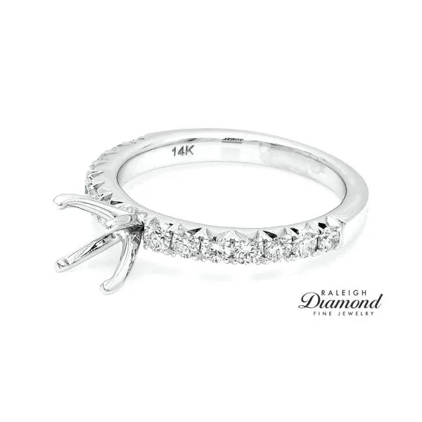 Accent Shank Diamond Semi-mount Engagement Ring 14k White Gold 0.50 CTW Image 2 Raleigh Diamond Fine Jewelry Raleigh, NC