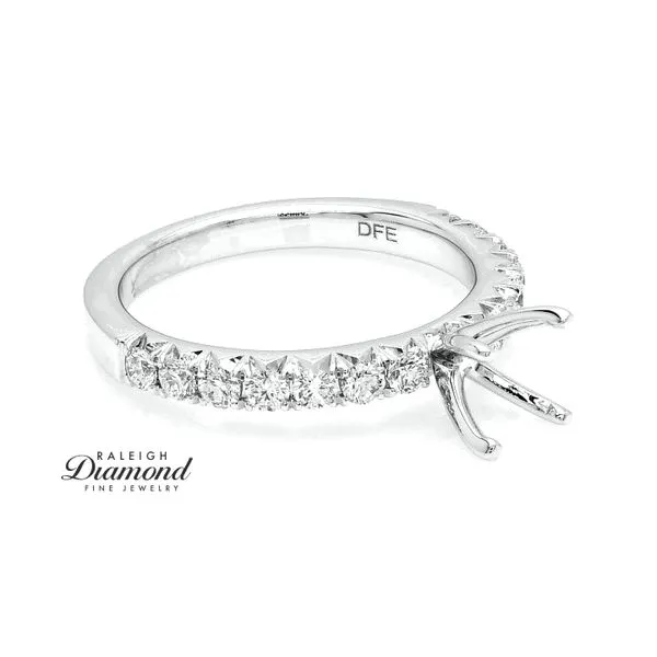 Accent Shank Diamond Semi-mount Engagement Ring 14k White Gold 0.50 CTW Image 3 Raleigh Diamond Fine Jewelry Raleigh, NC