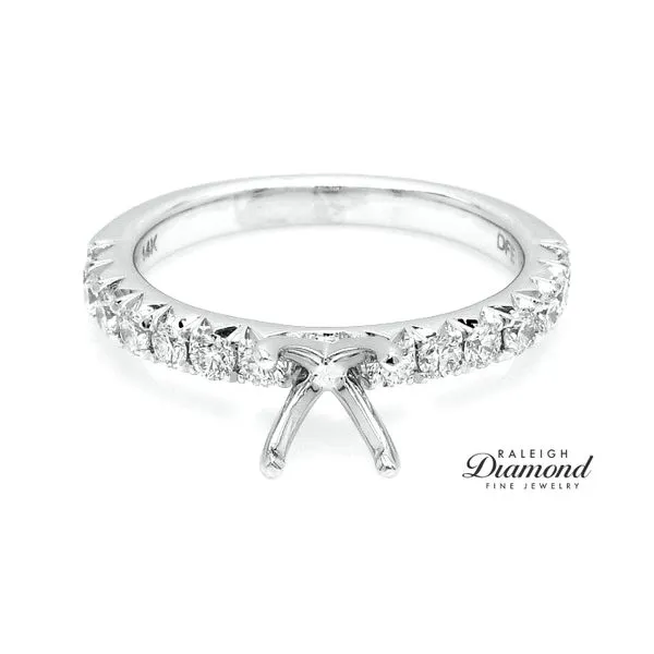 Accent Shank Diamond Semi-mount Engagement Ring 14k White Gold 0.50 CTW Raleigh Diamond Fine Jewelry Raleigh, NC