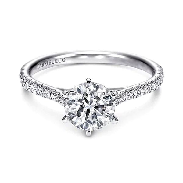 14K White Gold 0.26ctw Accented Cathedral Semi-mount Raleigh Diamond Fine Jewelry Raleigh, NC