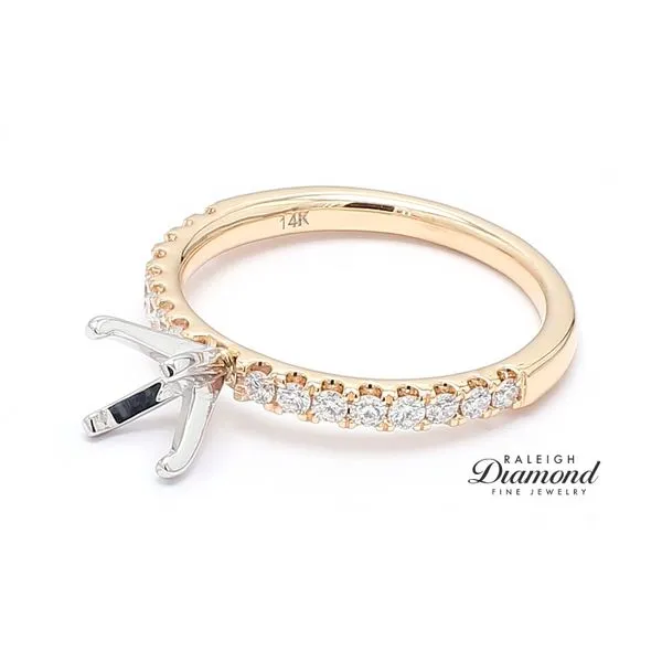Shared Prong Diamond Semi-mount Engagement Ring 14k Yellow Gold 0.33 CTW Image 2 Raleigh Diamond Fine Jewelry Raleigh, NC