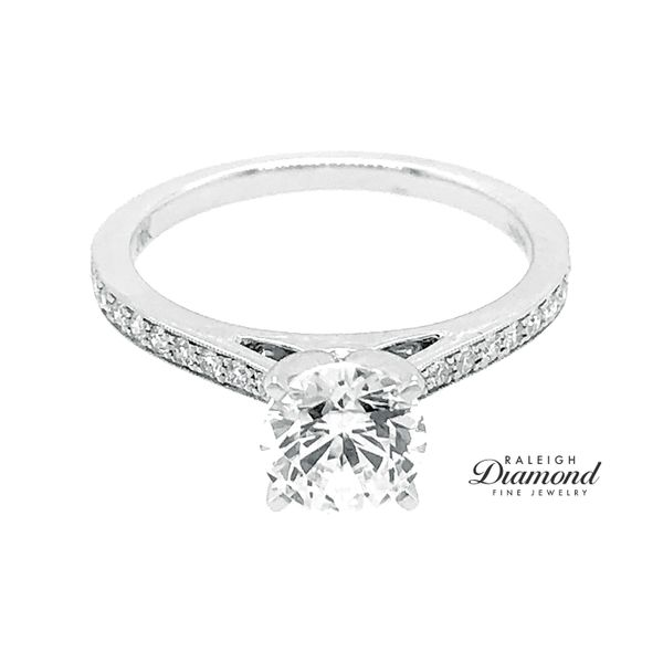 14K White Gold 0.16cttw Fine Milgrain Semi-mount Diamond Engagement Ring Raleigh Diamond Fine Jewelry Raleigh, NC