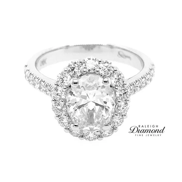 Coast 0.87cttw Diamond Oval Halo Semi Mount 14k White Gold Raleigh Diamond Fine Jewelry Raleigh, NC