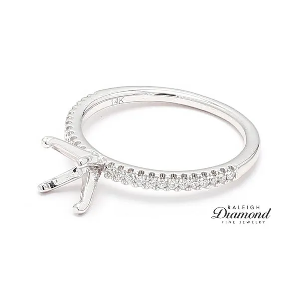 14K White Gold Semi Mount Ring Diamond Accented Shank 0.13CTW Image 2 Raleigh Diamond Fine Jewelry Raleigh, NC