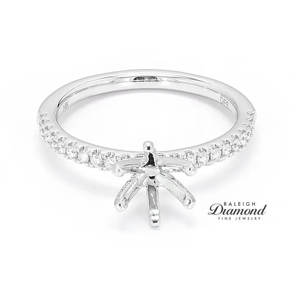 14K White Gold 0.20ctw Accented 6 Prong Semi-mount Diamond Enagement Ring Raleigh Diamond Fine Jewelry Raleigh, NC