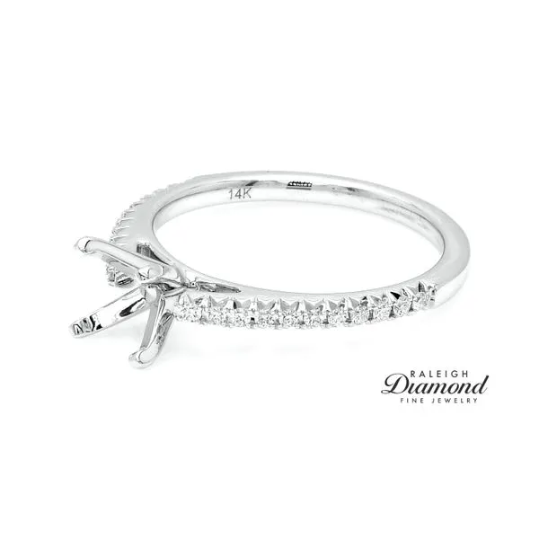14k White Gold Cathedral 0.13 CTW Diamond Semi-mount Image 2 Raleigh Diamond Fine Jewelry Raleigh, NC