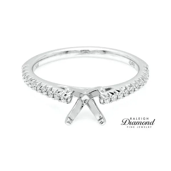 14k White Gold Cathedral 0.13 CTW Diamond Semi-mount Raleigh Diamond Fine Jewelry Raleigh, NC