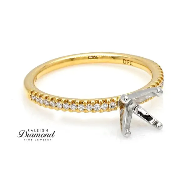 14K Yellow Gold 0.13ctw Diamond Accented Shank Semi Mount Ring Image 3 Raleigh Diamond Fine Jewelry Raleigh, NC