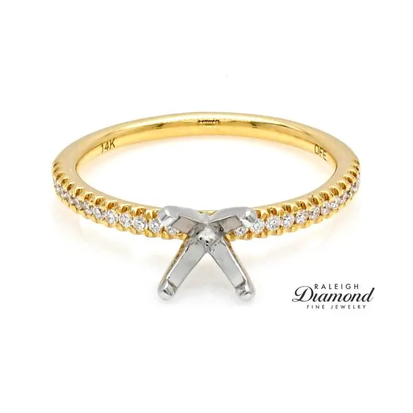 14K Yellow Gold 0.13ctw Diamond Accented Shank Semi Mount Ring Raleigh Diamond Fine Jewelry Raleigh, NC