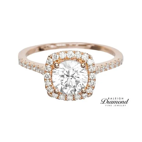 Coast Diamond Cushion Halo Semi Ring 14k Rose Gold Raleigh Diamond Fine Jewelry Raleigh, NC