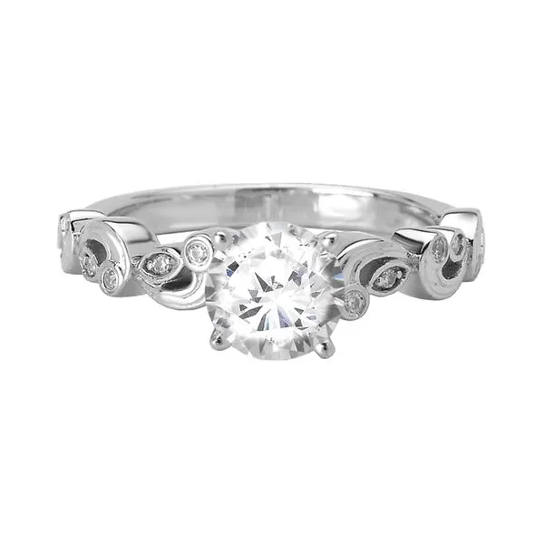 14K White Gold 0.05ctw Floral Shank Semi-mount Size 6 Raleigh Diamond Fine Jewelry Raleigh, NC