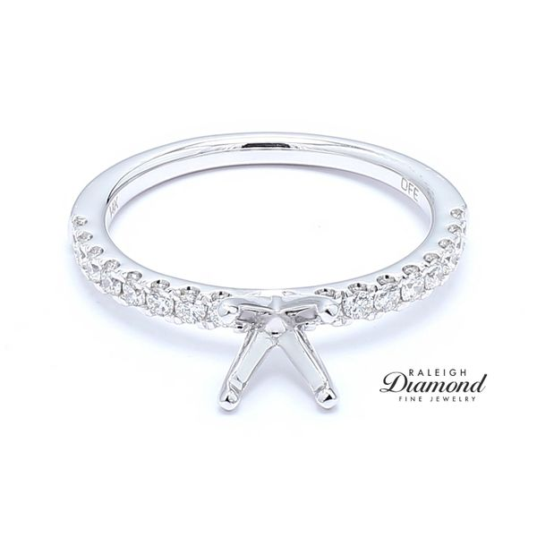 14K White Gold Semi-mount Ring 0.33 CTW Diamond Accented Shank Raleigh Diamond Fine Jewelry Raleigh, NC