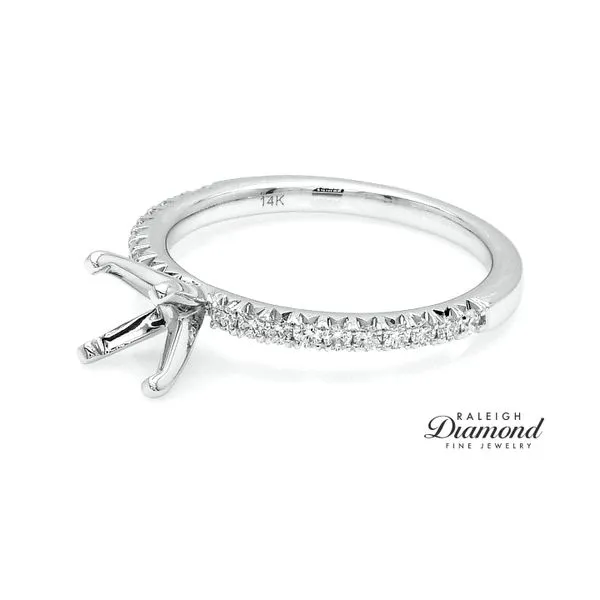 Diamonds Forever USA 14k White Gold 0.25CTW Diamond Accented Shank Semi-Mount Image 2 Raleigh Diamond Fine Jewelry Raleigh, NC