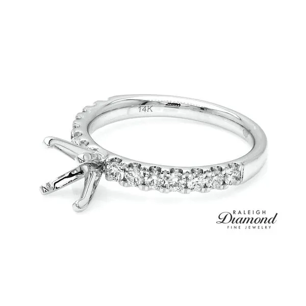 Diamond Accented Shank Semi Mount Ring 14k White Gold 0.50 CTW Image 2 Raleigh Diamond Fine Jewelry Raleigh, NC