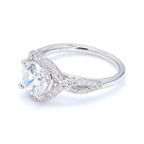 14K White Gold 0.27ctw Twist Diamond Halo Semi-mount Image 2 Raleigh Diamond Fine Jewelry Raleigh, NC
