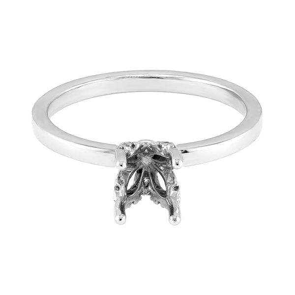 14K White Gold 0.06ctw RBC Diamond* Semi-mount Polished Engagement Ring Setting Sz 7 Raleigh Diamond Fine Jewelry Raleigh, NC